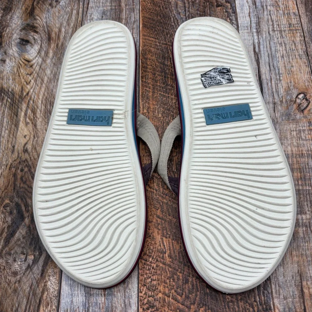Hari Mari Eleven Mens 11 Flip Flop Sandals Tan Khaki Fabric Strap Comfort Shoes